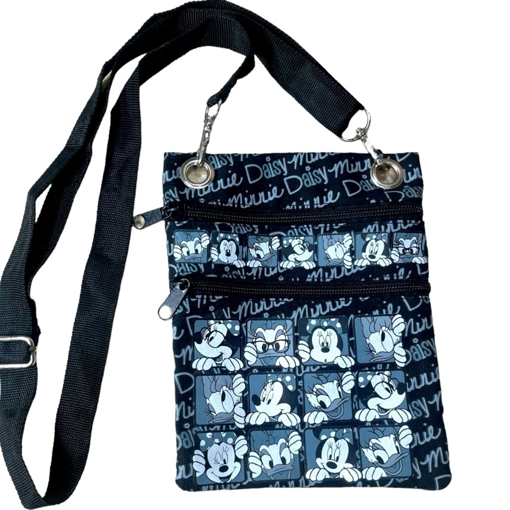 Disney  Minnie Mouse Daisy Duck Black Canvas Crossbody Small
Messenger Bag Purse